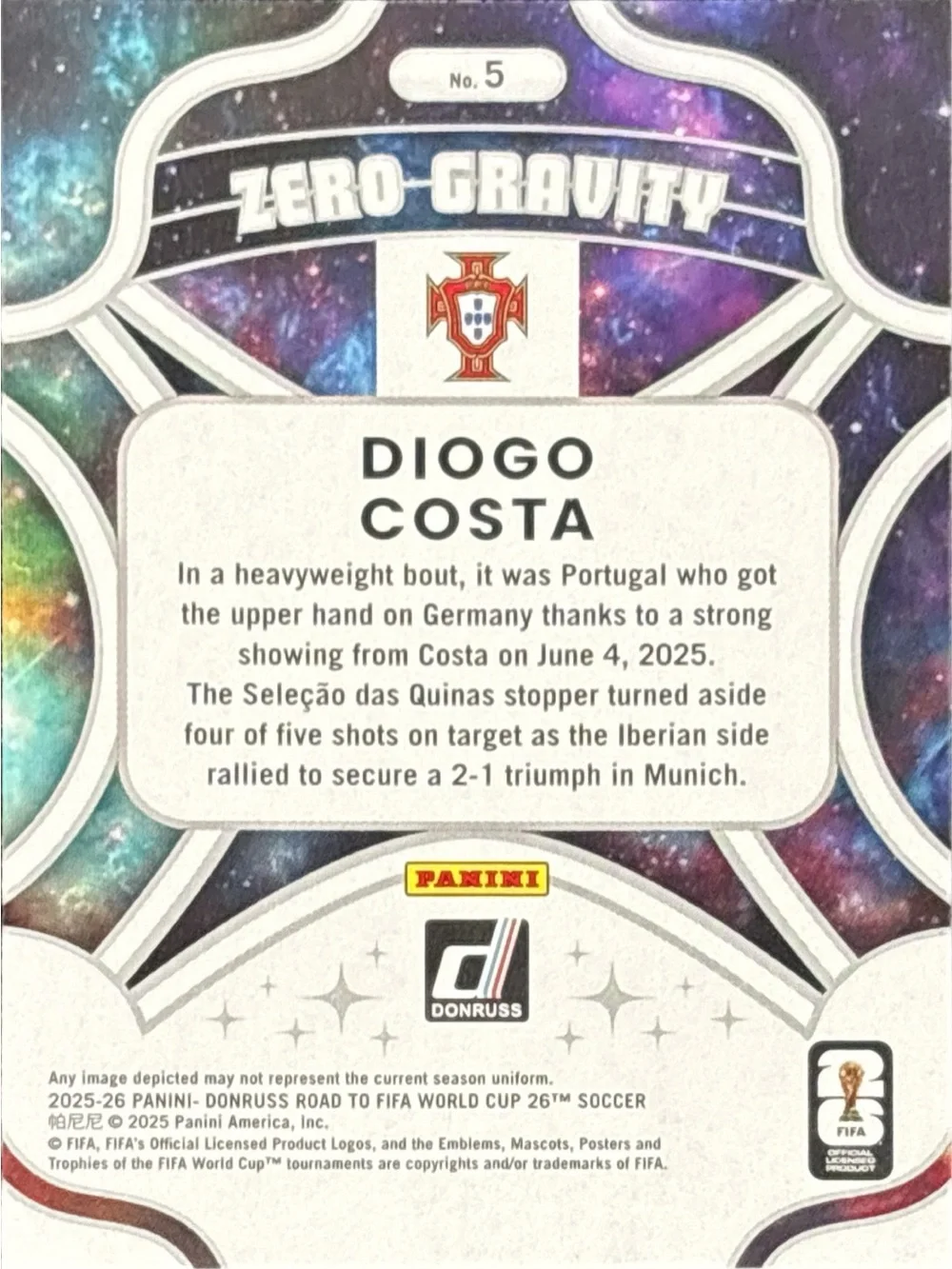 Panini Zero-Gravity Diogo Costa World Cup Soccer Card